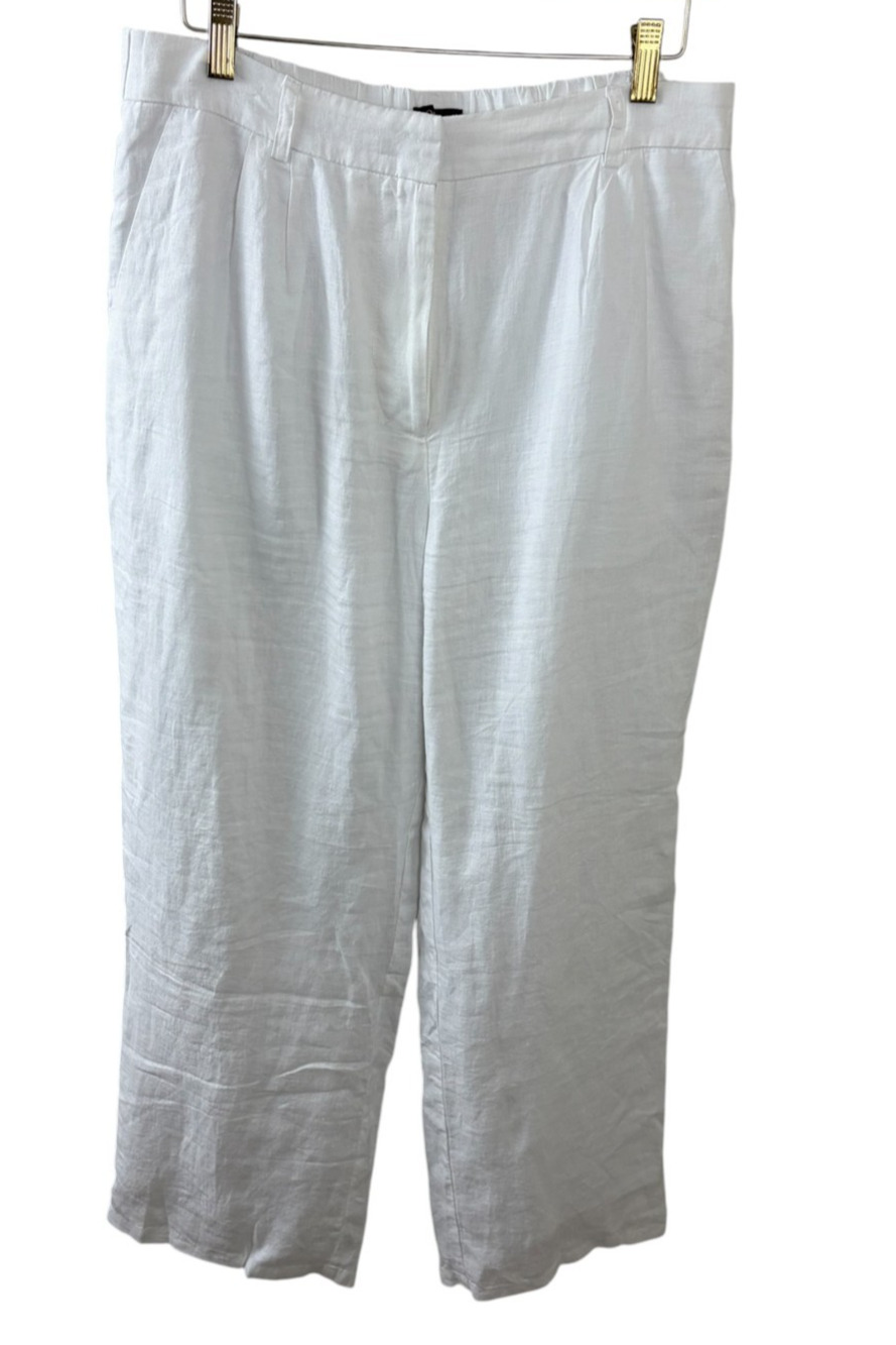 Quince 100% Linen Trouser Pants Relaxed White Pleated Front Women’s Size 12